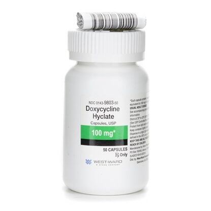 Doxycycline Hyclate, 100mg, 50 Capsules/Bottle