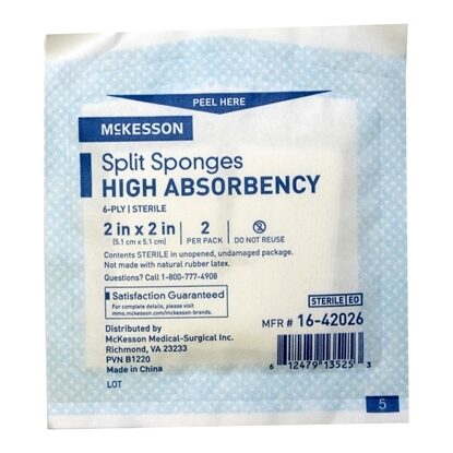 Sponge, I.V. Split, 2" x 2",  Rayon/Poly, 6 ply Sterile, 2/pack, 35 packs/Tray