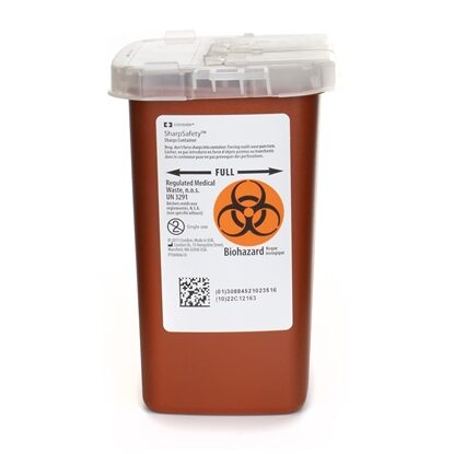 SharpSafety™ Sharps Container 0.25 Gallon, 2 Hinged Snap On Locking Lid, Each