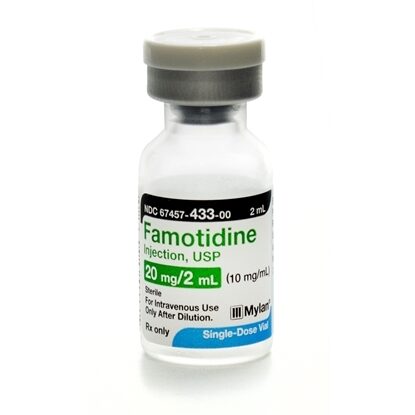 Famotidine, 10mg/mL, SDV, 2mL, 25 Vials/Tray, Refrigerated