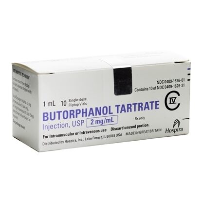 Butorphanol [C-IV], 2mg/mL, SDV, 1mL, 10 Vials/Tray