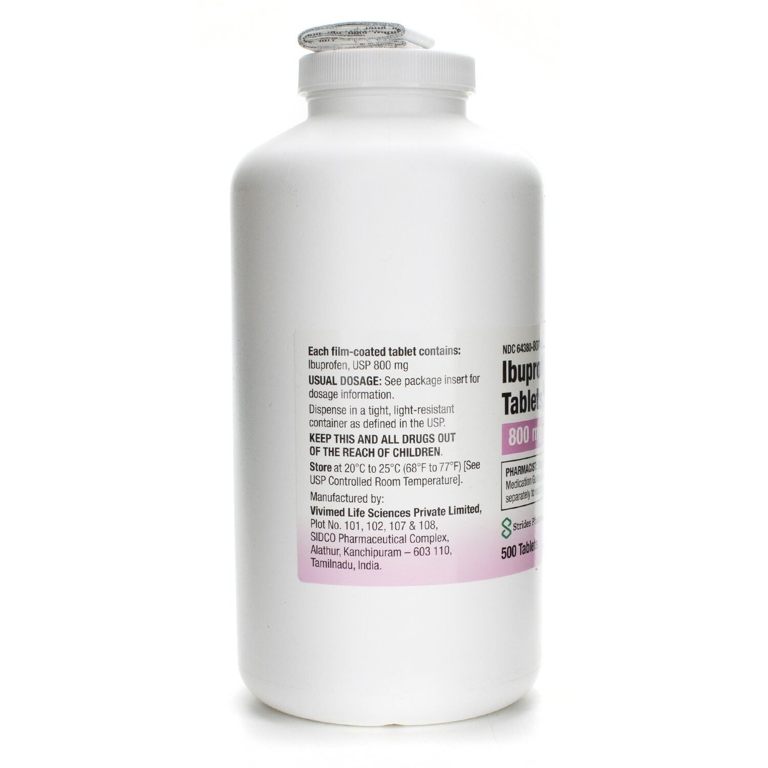 Ibuprofen, 800mg, 500 Tablets/Bottle McGuff