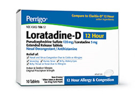 LoratadineD  24 hour wPseudoephedrine  10mg  Tablets  10Box