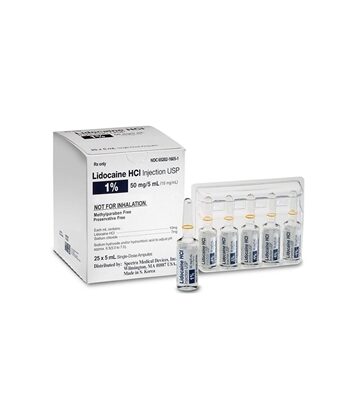 Lidocaine HCl 1%, 10mg/mL, SDV, 5mL, 10 Vials/Tray