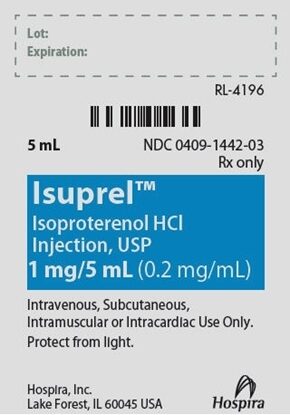 Isuprel®, (Isoproterenol HCl INJ USP), 0.2mg/mL, 5mL, 10 Ampules/Tray