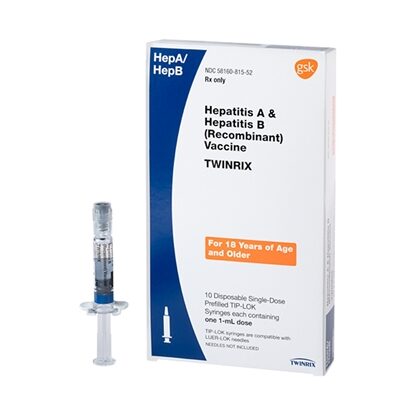 TWINRIX® Hepatitis A and B Vaccine, 20mcg/720u, SD, 1mL Syringe,10 Syringes/Tray