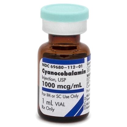 Cyanocobalamin, Vitamin B-12, 1,000 mcg/mL, MDV, 1mL/Vial,  25 vials/Tray