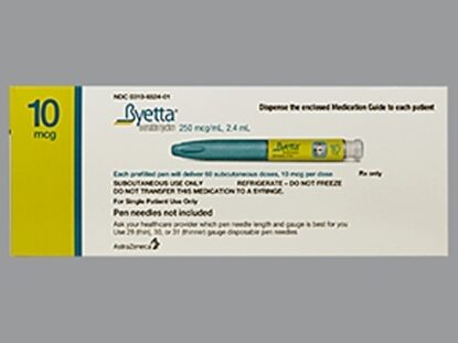 Byetta, 250mcg/mL, 2.4 mL/Pen, Each