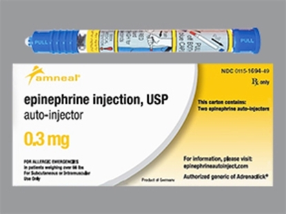Epinephrine Injection, USP, 0.3mg, 1:1000 UD, Auto-Injector, 2/Box