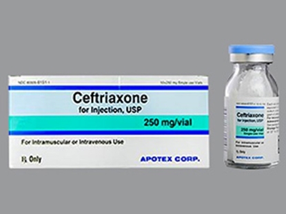 Ceftriaxone Sodium, Powder, 250mg Vial, SDV, 10 Vials/Tray