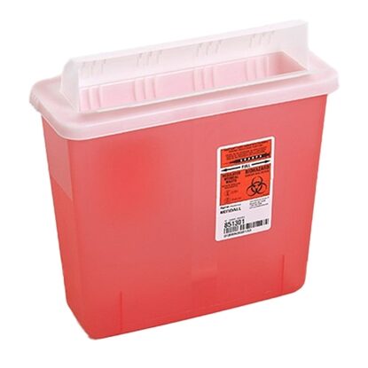 Sharps Collector, 5 Quart, with Lid, Red, In-Room™, Each