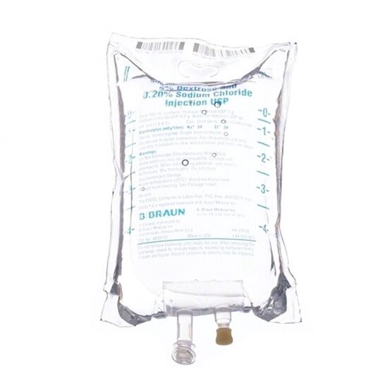 5% Dextrose and 0.20% Sodium Chloride IV Solution Injection, 500 mL Excel® Bag, Latex/PVC/DEPH-free, 24/Case