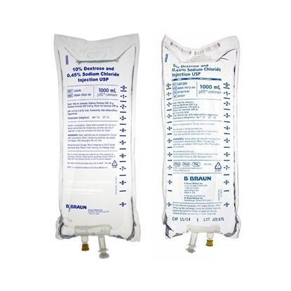 Dextrose and Sodium Chloride IV Solution Injection, 1000 mL Excel® Bag, Latex/PVC/DEHP-free, 12/Case