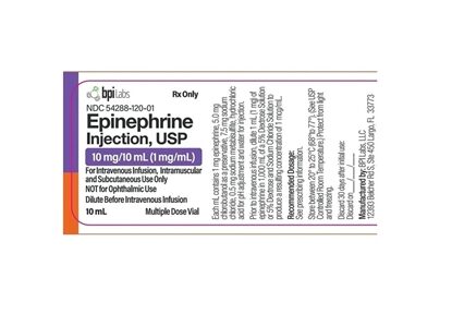 Epinephrine Injection 1 mg/mL, Multiple Dose Vial 10 mL, Each