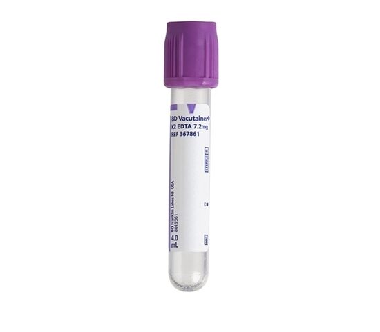 Vacutainer® Blood Collection Tube with K2EDTA, Lavender, 4 mL, Hemogard Closure, 100/Package