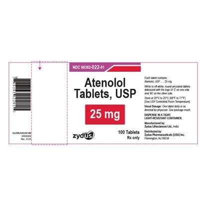 Atenolol 25 mg Tablets, 100 Count