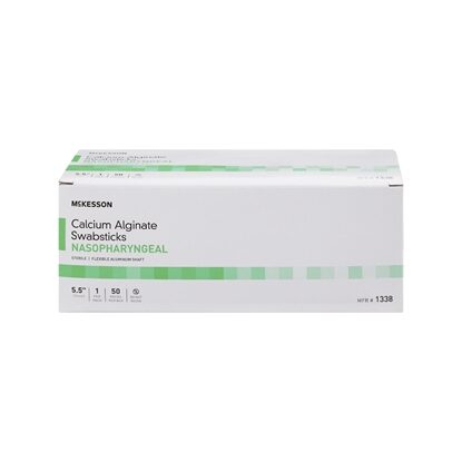 Nasopharyngea Collection Swab, Calcium Alginate, 5.5" Aluminum Shaft, 50/Box