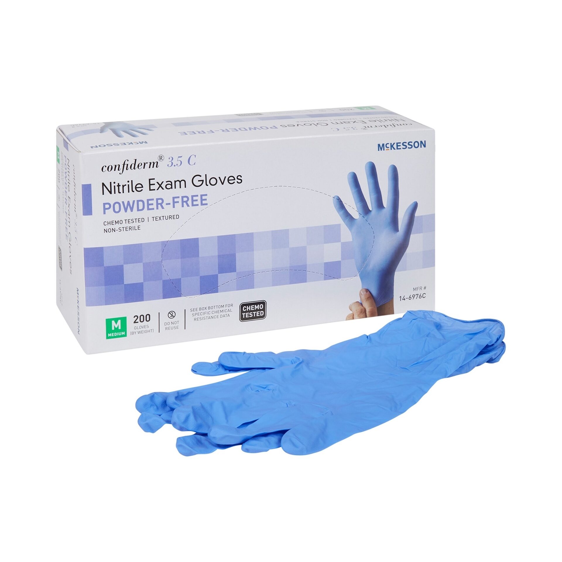 Confiderm® 3.5C Exam Glove Blue Chemo Tested, 100/Box | McGuff