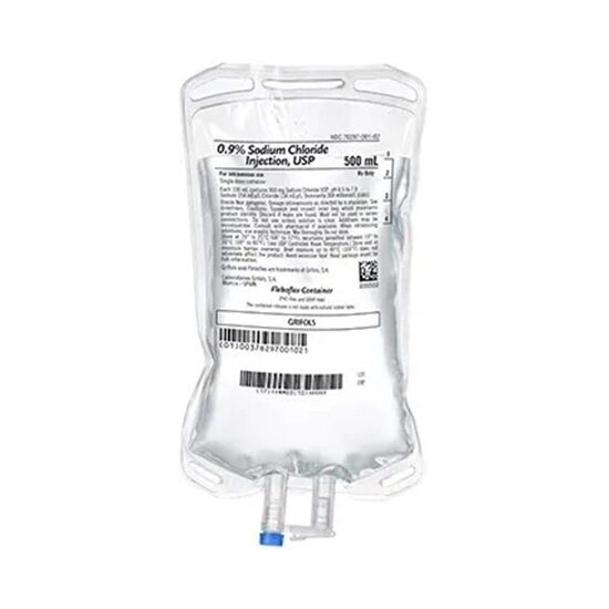 09 Sodium Chloride IV Solution Injection Grifols 500 mL Fleboflex Bag LatexPVCDEPHfree 20Case