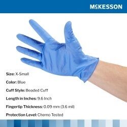 Confiderm® 3.5C Exam Glove Blue Chemo Tested, 100/Box | McGuff