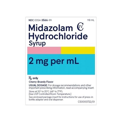 Midazolam Syrup 2 mg/mL Oral Solution, Cherry Flavor, 118 mL Bottle