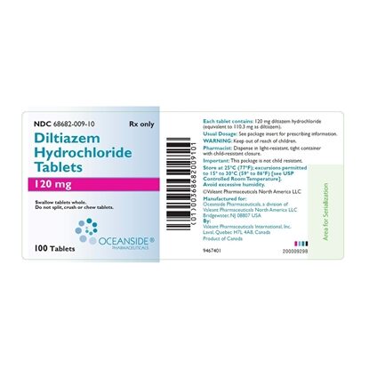 Diltiazem 120 mg Tablets, 100 Count