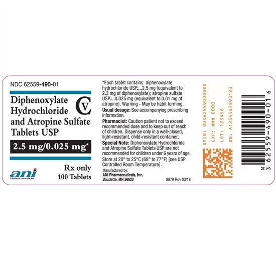 Diphenoxylate Hydrochloride with Atropine Sulfate 25 mg025 mg Tablets 100 Count