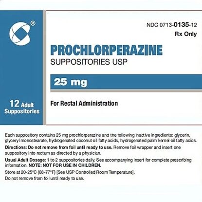 Prochlorperazine 25 mg Suppositories, 12 Count