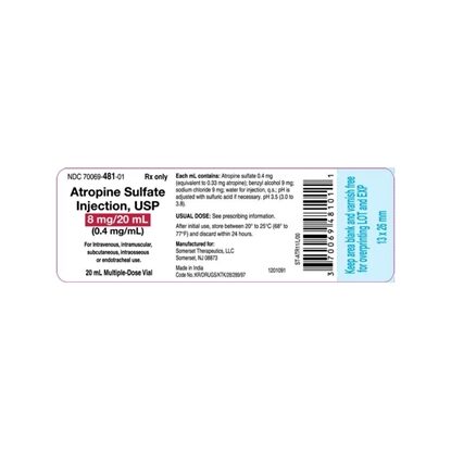 Atropine Sulfate Injection 0.4 mg/mL, Multiple Dose Vial 20 mL, Each