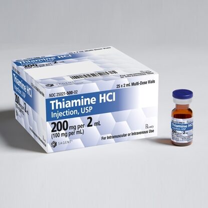 Thiamine HCl (B1) Injection 100 mg/mL, Multiple Dose Vial 2mL, 25/Tray