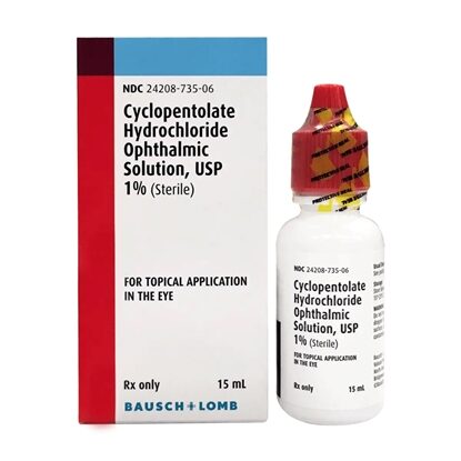 Cyclopentolate HCl 1% Ophthalmic Solutions 15 mL, Each