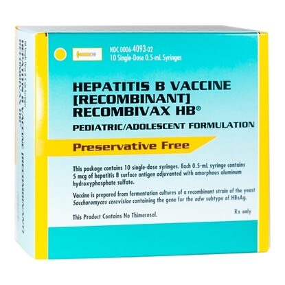 Recombivax HB Hepatitis B Virus Vaccine (Recombinant) 5 mcg, Prefilled Syringe 0.5 mL, 10/Tray