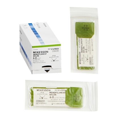 McKesson Non-Absorbable 6-0 Nylon Suture with P-13 Needle, 12/Box