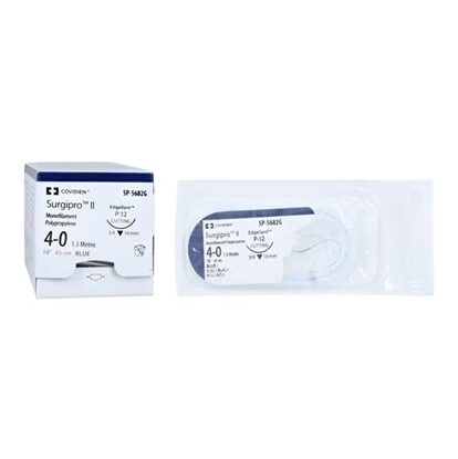 Covidien Non-Absorbable 4-0 Surgipro™ Blue Polypropylene Suture with P-12 3/8 Circle Reverse Cutting Needle, 12/Box