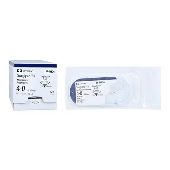 Suture Polypropylene Surgipro 40 P12 38 Circle Reverse Cutting Blue 18 12Box