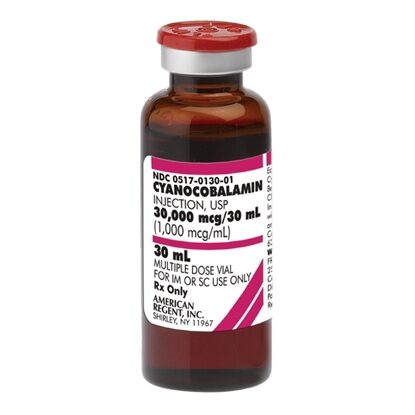 Cyanocobalamin (B12) Injection 1000 mcg/mL, Multiple Dose Vial 30 mL, Each