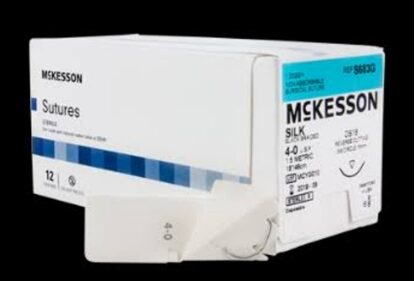 McKesson Non-Absorbable 4-0 Black Silk Suture with FS-2 Needle, 12/Box