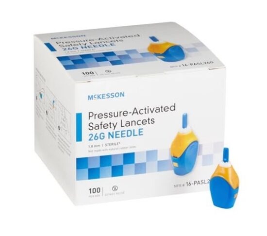 Lancet Safety   Pressure Activated Sterile LF   26g  18mm   100Box