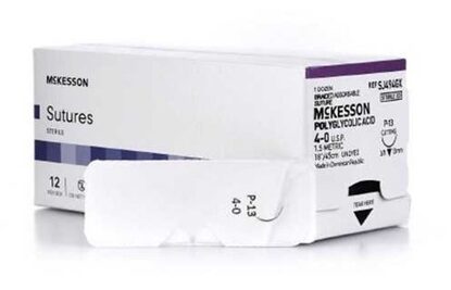 Suture, Polyglycolic Acid, 4.0, Unbraided, 3/8" Reverse, P-13, 18'', 12/Box