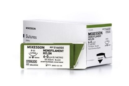 Suture, Nylon  6.0, PS-3, 18", Black, 12/Box