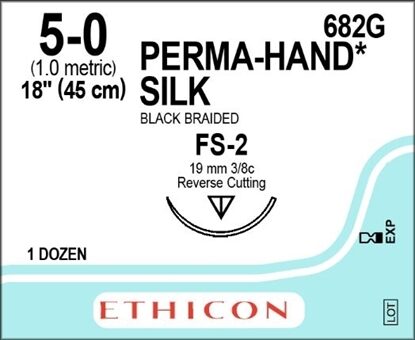 Suture, Silk, PERMA-HAND™, 5.0, FS-2, 18", 12/Box