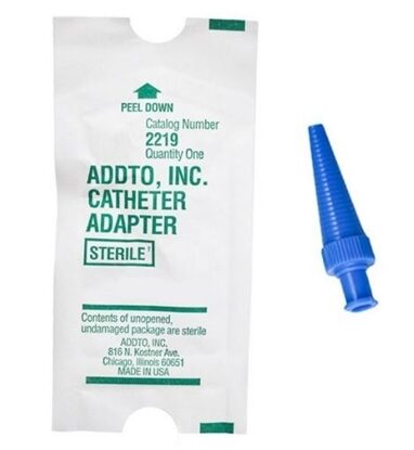 Adapter, Syringe to Urethral Catheter,  38mm, Tapered O.D. 3mm to9.5mm, Sterile, Blue, Gripping Ridges, 100/Box