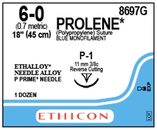 Suture Polypropylene Prolene 60 P1 18 12Box