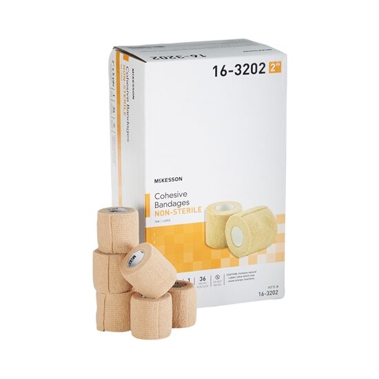 Cohesive Bandage McKesson 2 Inch X 5 Yard Selfadherent Closure Tan NonSterile Standard Compression