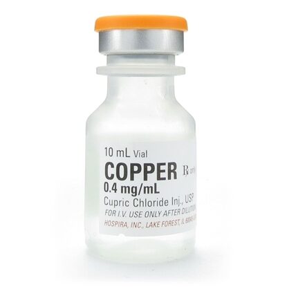 Copper (Cupric Chloride) Injection 0.4 mg/mL, Single Dose Vial 10 mL, 25/Tray (Expiring Soon)