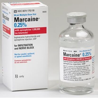 Marcaine® (Bupivacaine HCl), 0.25%, with Epinephrine, 2.5mg/mL, MDV, 50mL Vial (Expiring)
