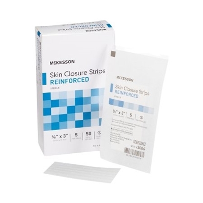 Skin Closure Strip McKesson 1/8 X 3 Inch Nonwoven Material Reinforced Strip White, 50/Box