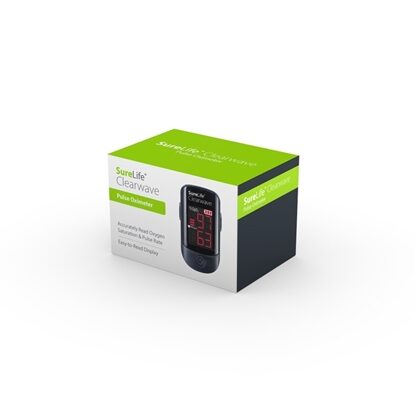 Pulse Oximeter, Finger, SureLife Clearwave, 2 AAA Batteries, Each (Expiring Soon)