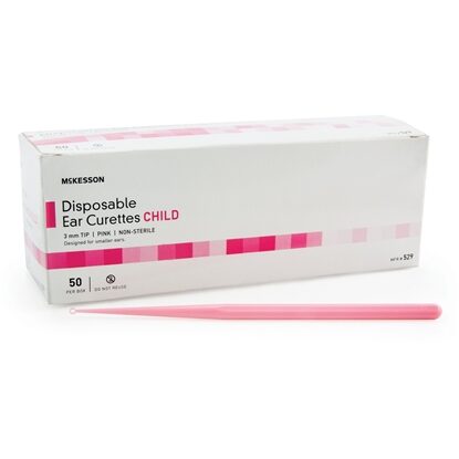 McKesson Ear Curette Handle with Grooves 3 mm Round Tip, 50/Box
