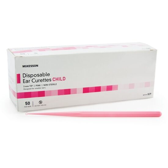 McKesson Ear Curette Handle with Grooves 3 mm Round Tip 50Box